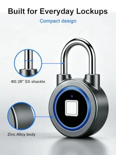 MEGAFEIS Biometric Fingerprint Padlock Blue 1.97in (5cm) Shackle | Bluetooth App Control thumbnail 7