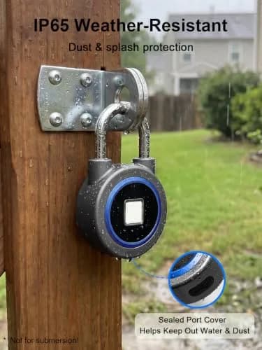 MEGAFEIS Biometric Fingerprint Padlock Blue 1.97in (5cm) Shackle | Bluetooth App Control thumbnail 9
