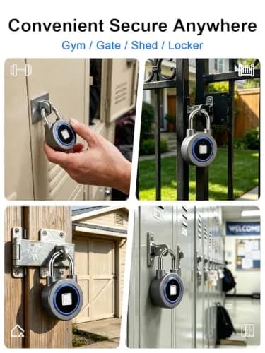 MEGAFEIS Biometric Fingerprint Padlock Blue 1.97in (5cm) Shackle | Bluetooth App Control thumbnail 3