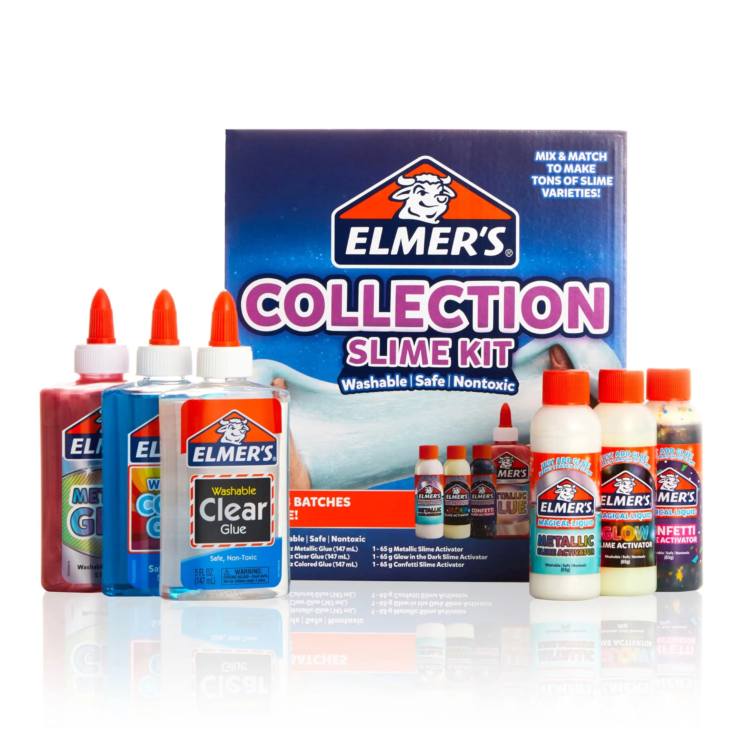 Elmer's Slime Kit 6 Count | Washable, Nontoxic, Metallic & Clear Slime