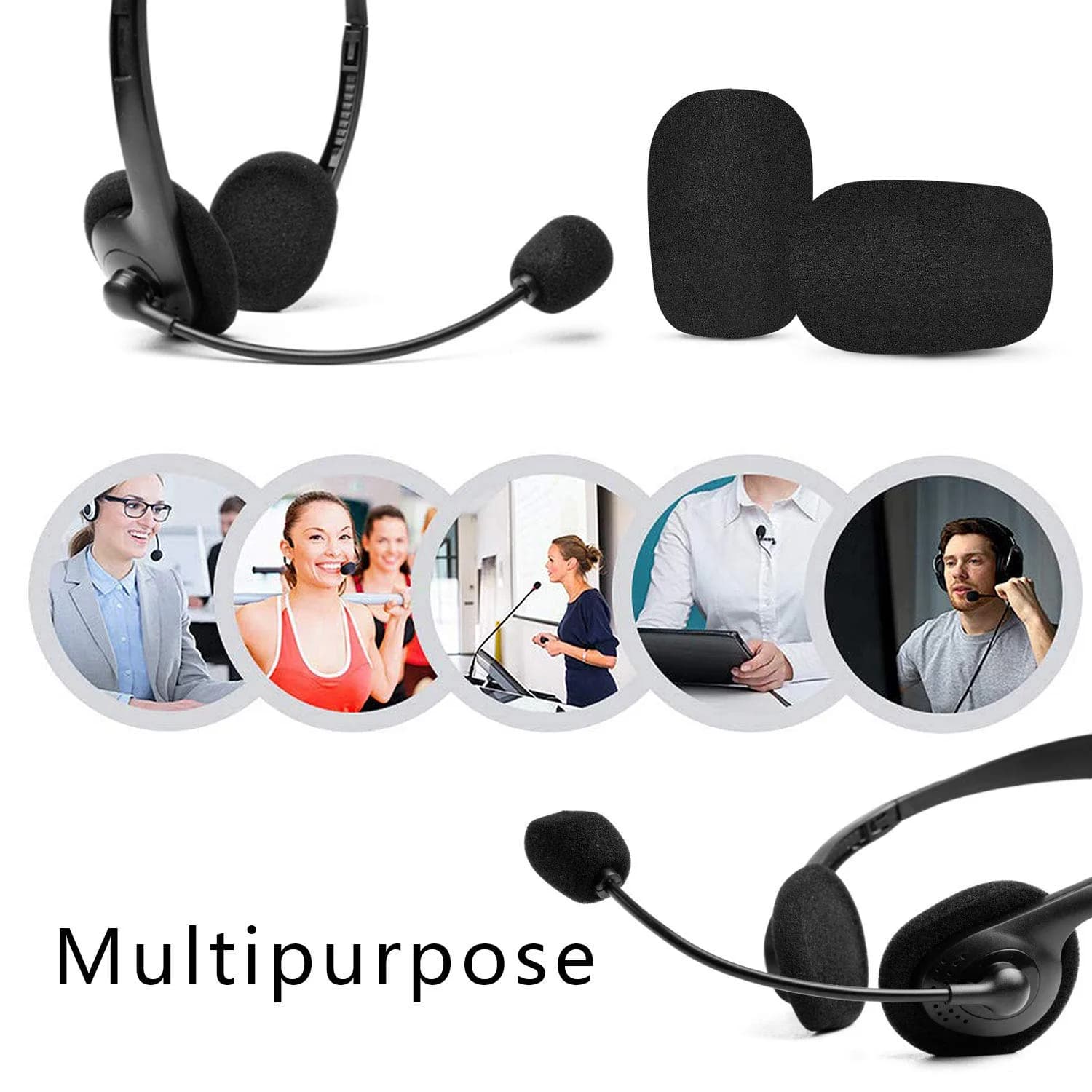 Phinus 10 Pack Lapel Microphone Windscreen Foam Covers 12mm Caliber | Noise Reduction for Headsets - view 5