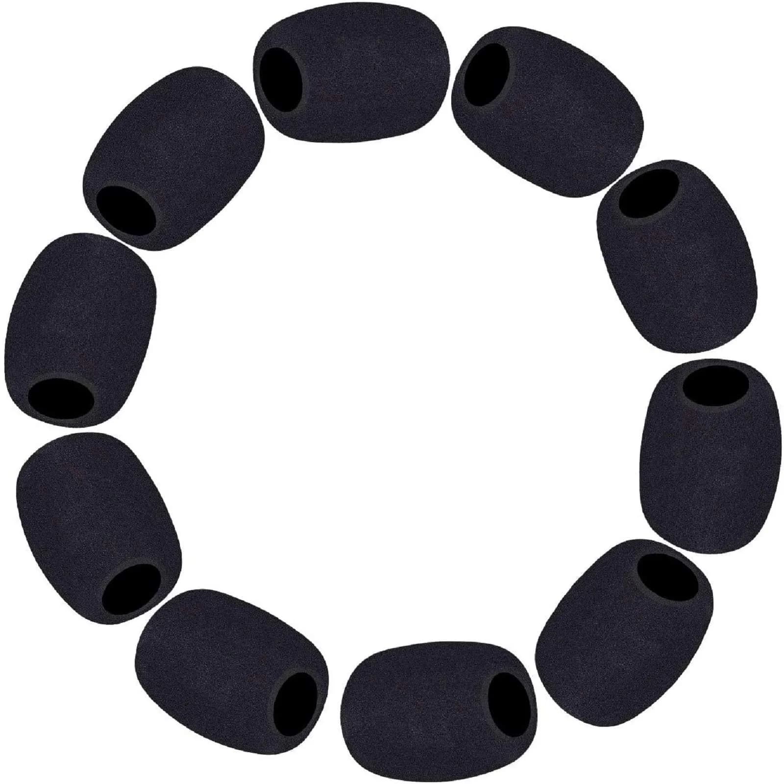 Phinus 10 Pack Lapel Microphone Windscreen Foam Covers for Headset Microphones, Black | Noise Reduction & Sanitary Protection