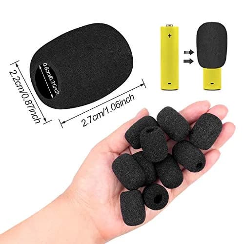 Phinus 10 Pack Lapel Microphone Windscreen Foam Covers 12mm Caliber | Noise Reduction for Headsets thumbnail 3