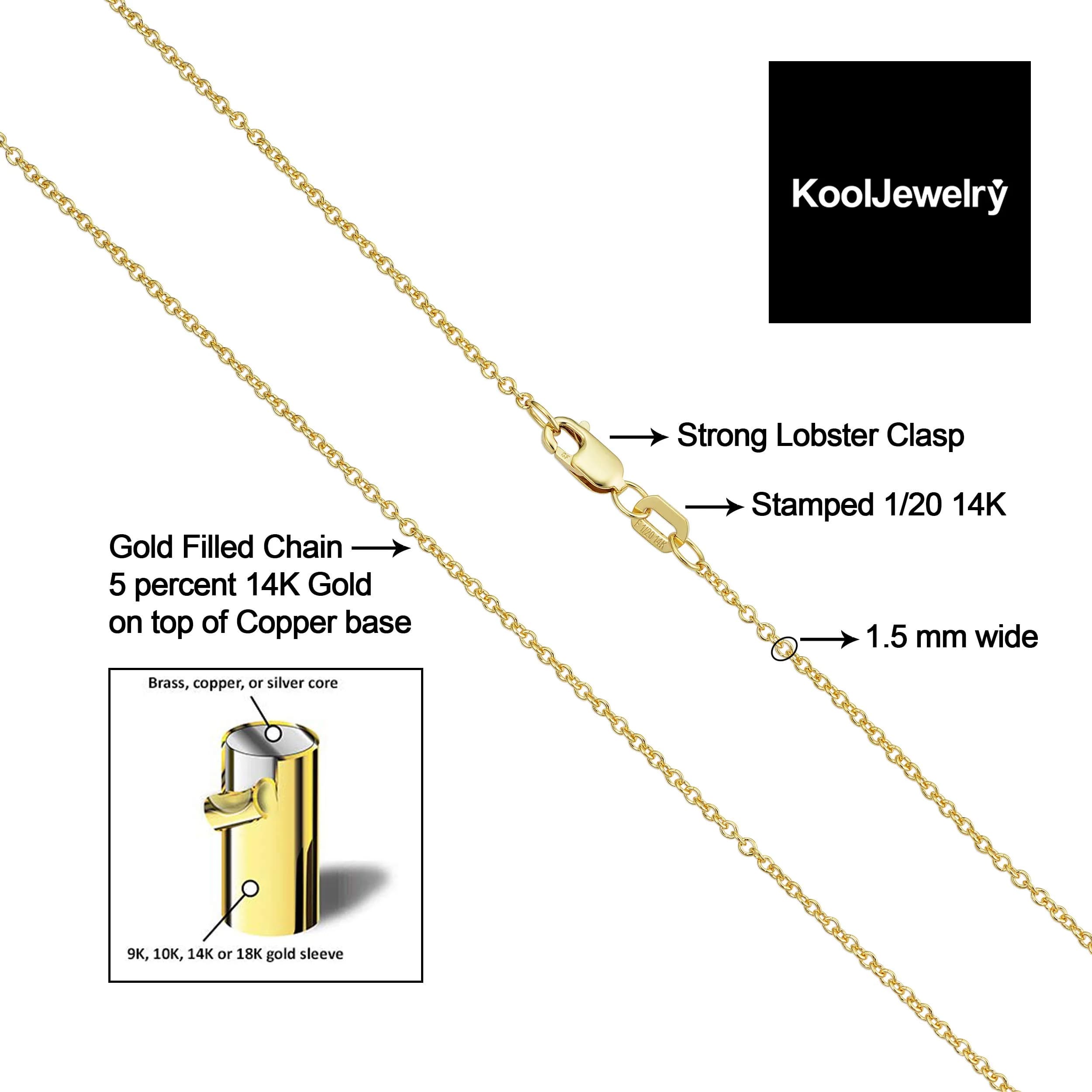 Kooljewelry 14k Gold Filled Cable Chain Necklace 24 inch (61 cm) | Elegant Everyday Jewelry - view 3