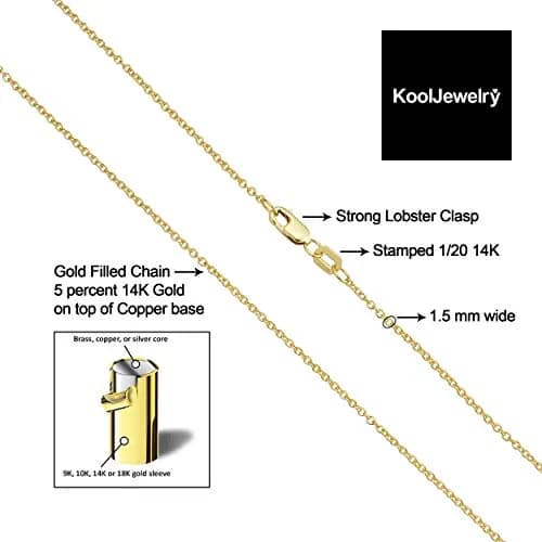 Kooljewelry 14k Gold Filled Cable Chain Necklace 24 inch (61 cm) | Elegant Everyday Jewelry thumbnail 3