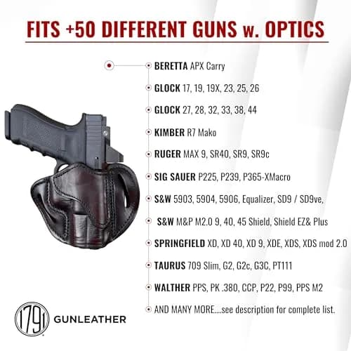 1791 Gunleather OWB Holster Fits Glock 19, 26, 27, Shield Plus, VP40, XDS | Concealed Carry Leather thumbnail 3