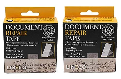 Lineco Archival Document Repair Tape 1 Inch x 98 Feet (2 Pack) | Acid-Free, pH Neutral, Invisible Repair thumbnail 1
