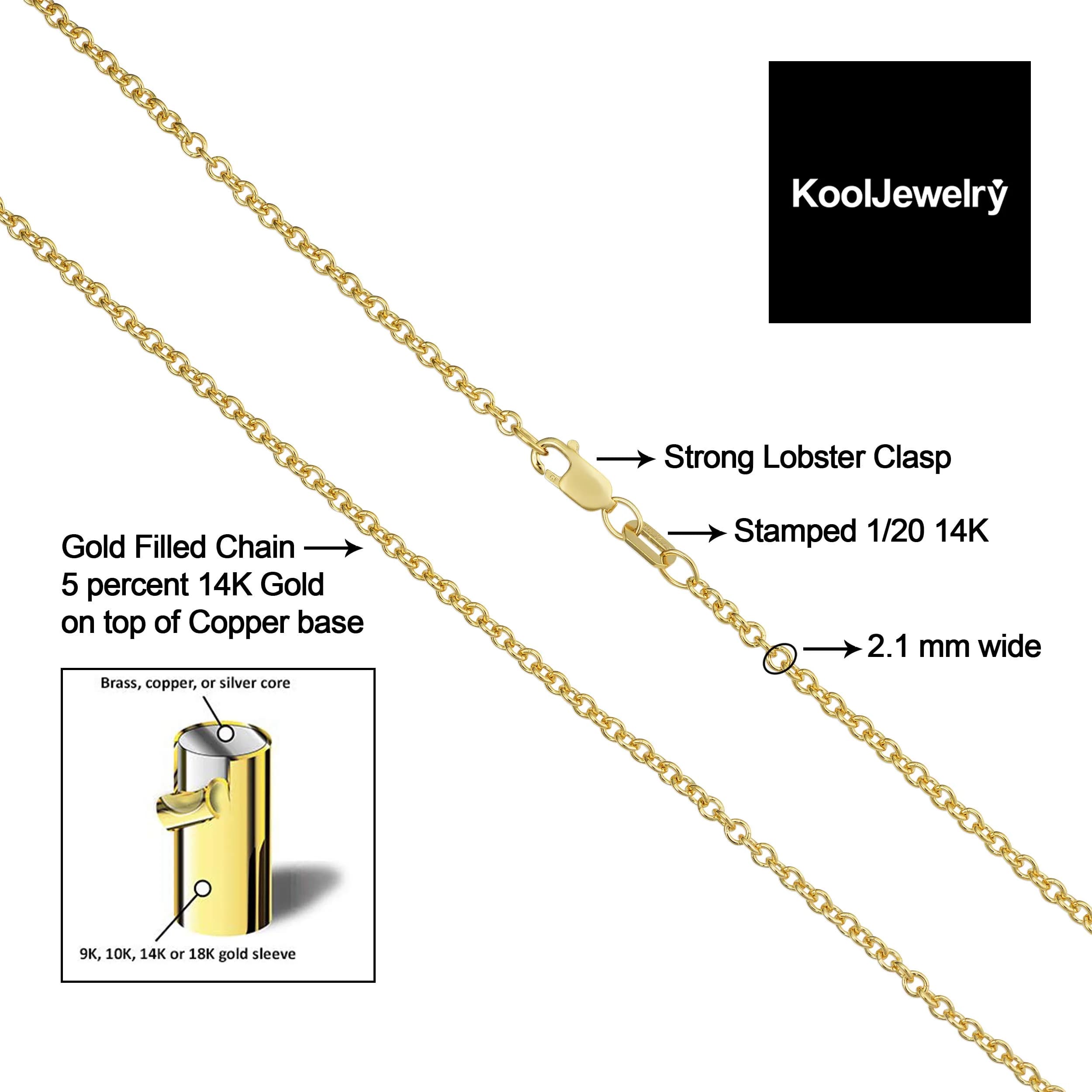 Kooljewelry 14k Gold Filled Cable Chain Necklace 20 inch (50.8 cm) | Elegant Yellow Gold Finish - view 3