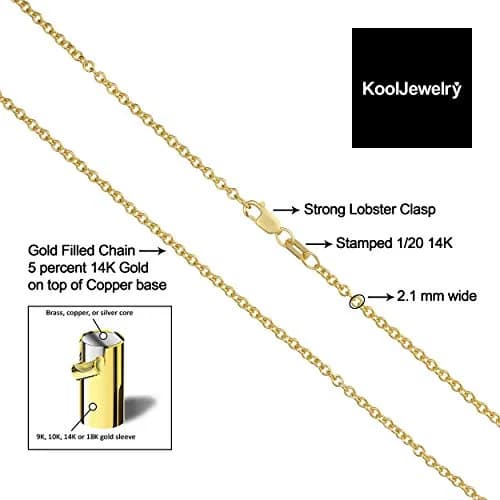 Kooljewelry 14k Gold Filled Cable Chain Necklace 20 inch (50.8 cm) | Elegant Yellow Gold Finish thumbnail 3