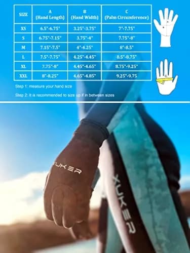 XUKER Water Gloves 3mm Neoprene Five Finger | Thermal Water Sports Gloves for Men Women thumbnail 2