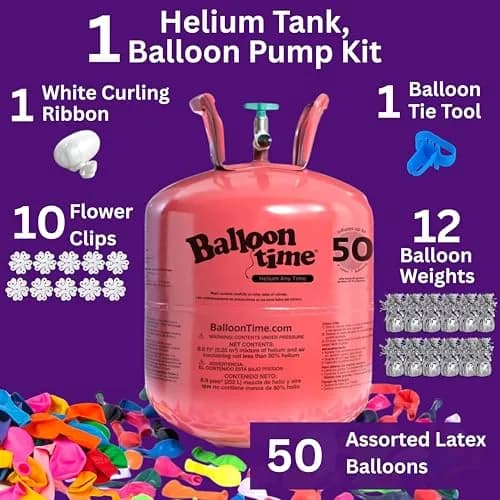 BLUE RIBBON Helium Tank with 50 Balloons & Accessories | 14.9 cu. ft (422 L) Helium Gas thumbnail 2