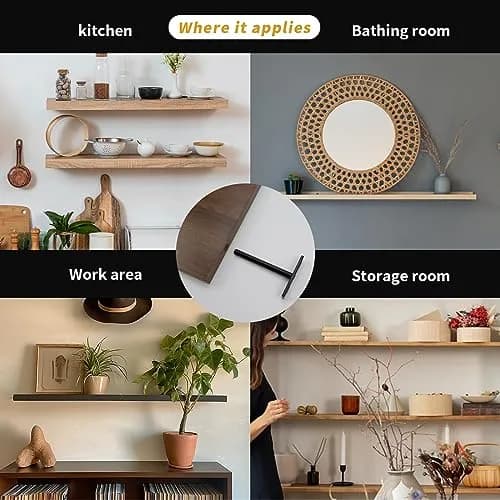 Antrader 4-Inch Concealed Floating Shelf Brackets (100mm Rod, Black) | Heavy Duty Cold Rolled Steel for Raw Wood Shelves thumbnail 5
