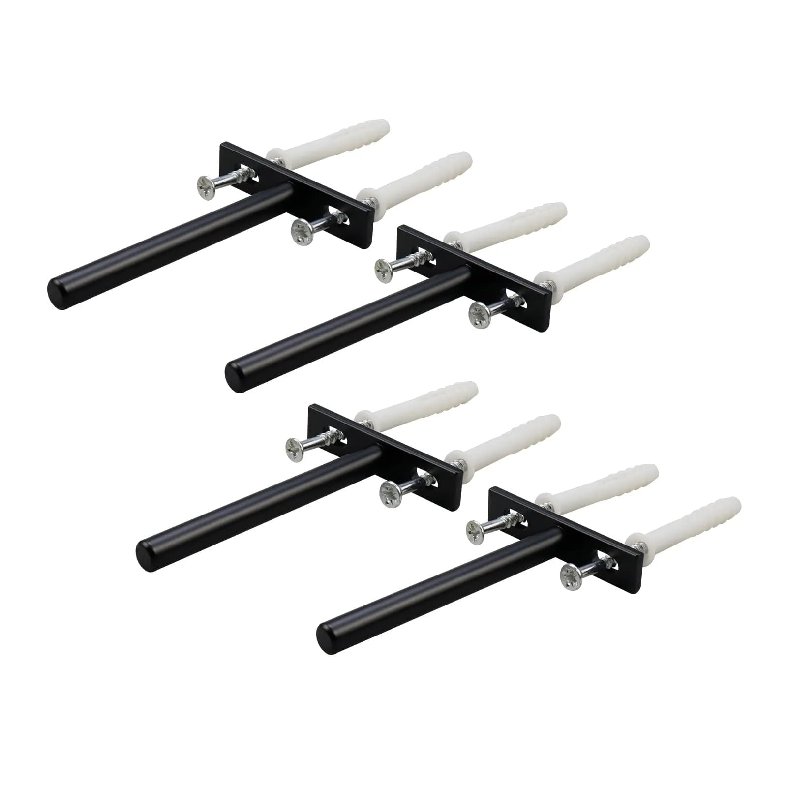 Antrader 4-Inch Concealed Floating Shelf Brackets (100mm Rod, Black) | Heavy Duty Cold Rolled Steel for Raw Wood Shelves — Black