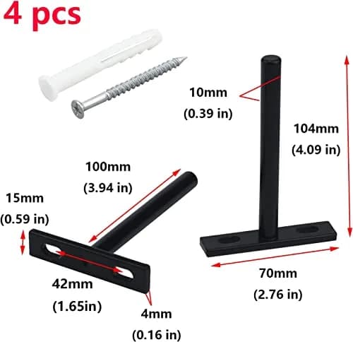 Antrader 4-Inch Concealed Floating Shelf Brackets (100mm Rod, Black) | Heavy Duty Cold Rolled Steel for Raw Wood Shelves thumbnail 3