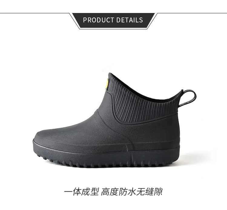 jessie Men's Waterproof Ankle Rain Boots Slip On Rubber Casual Shoes (US 8.5, Black) thumbnail 12
