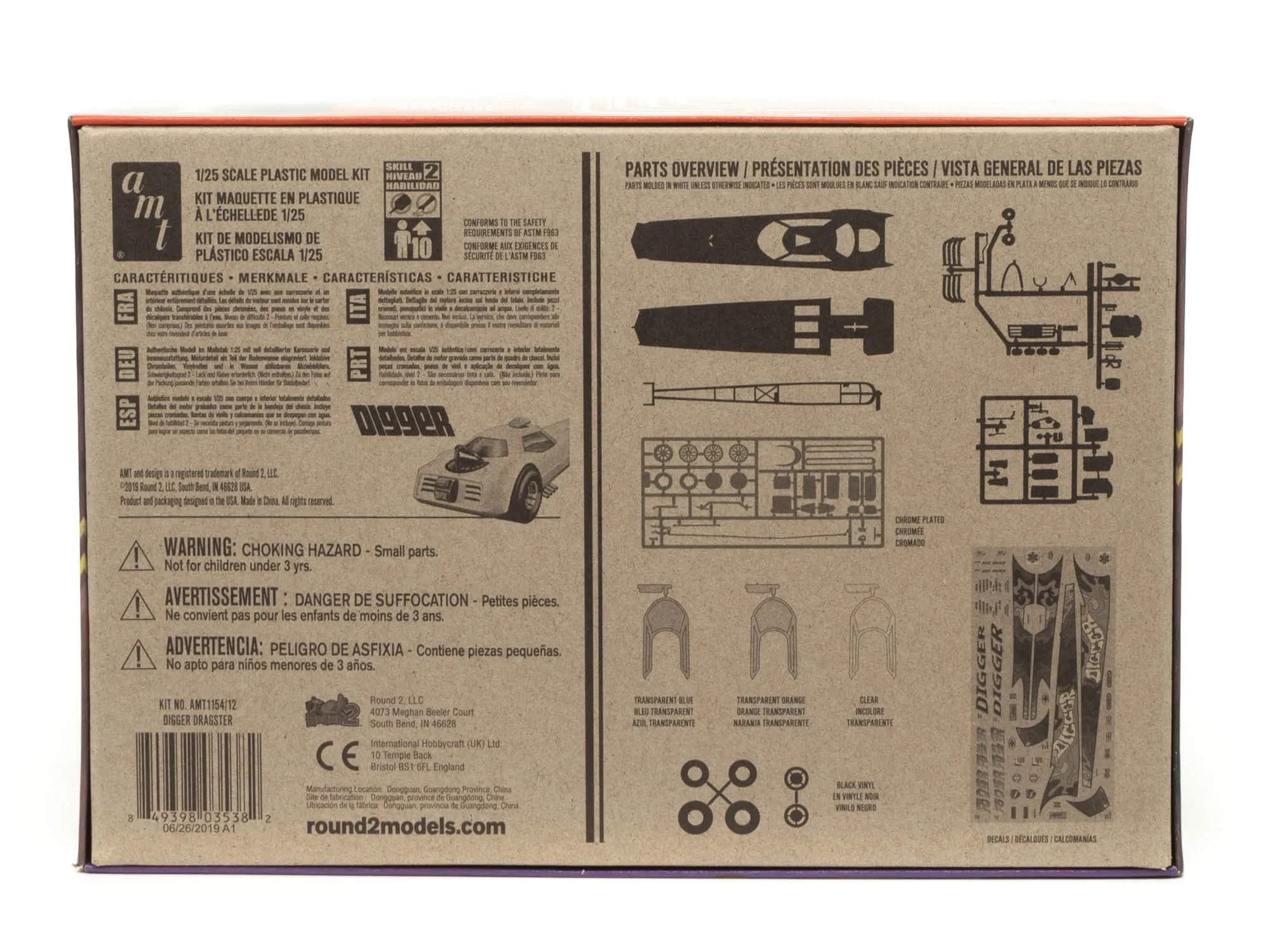 AMT Skill 2 Model Kit Digger Dragster The Funny Fueler 1/25 Scale Model | Plastic Model Kit for Collectors - view 4