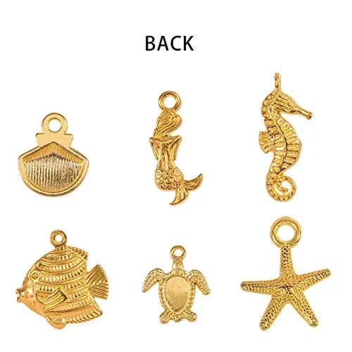 PH PandaHall 120pcs Golden Ocean Animals Charms | 1-2mm Hole Size thumbnail 4
