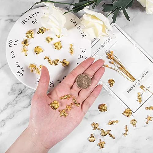 PH PandaHall 120pcs Golden Ocean Animals Charms | 1-2mm Hole Size thumbnail 3
