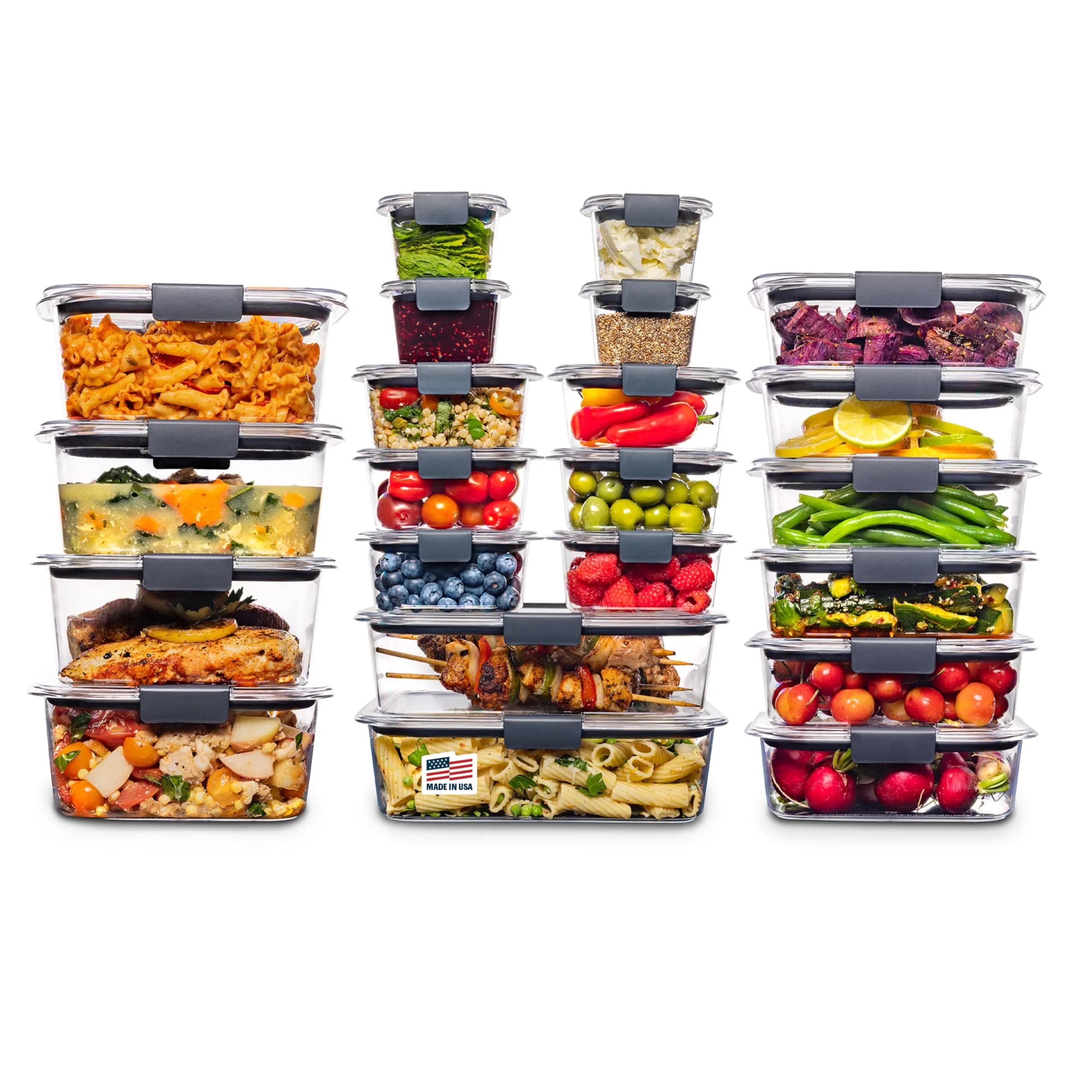 Rubbermaid Brilliance BPA Free 44-Piece Food Storage Containers Set with Lids | Airtight & Leak-Proof for Meal Prep