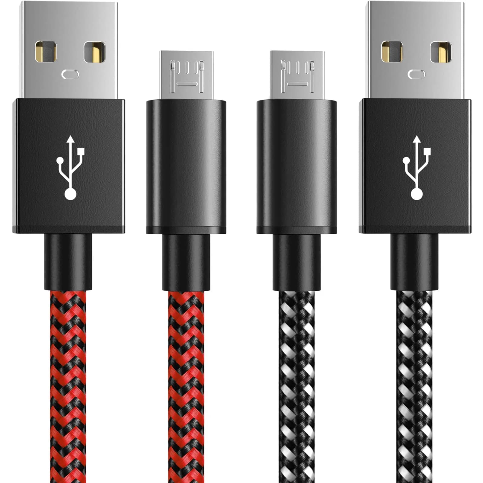 6amLifestyle PS4 Charger Cable for Controller, 2 Pack 10ft Micro USB Cord | Fast Charging & Data Sync - main product image