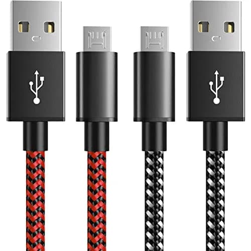 6amLifestyle PS4 Charger Cable for Controller, 2 Pack 10ft Micro USB Cord | Fast Charging & Data Sync thumbnail 1