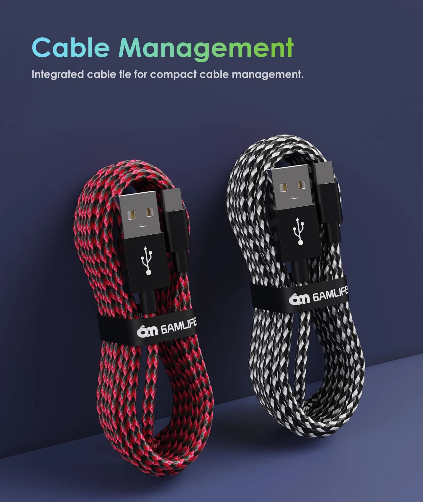 6amLifestyle PS4 Charger Cable for Controller, 2 Pack 10ft Micro USB Cord | Fast Charging & Data Sync - view 4
