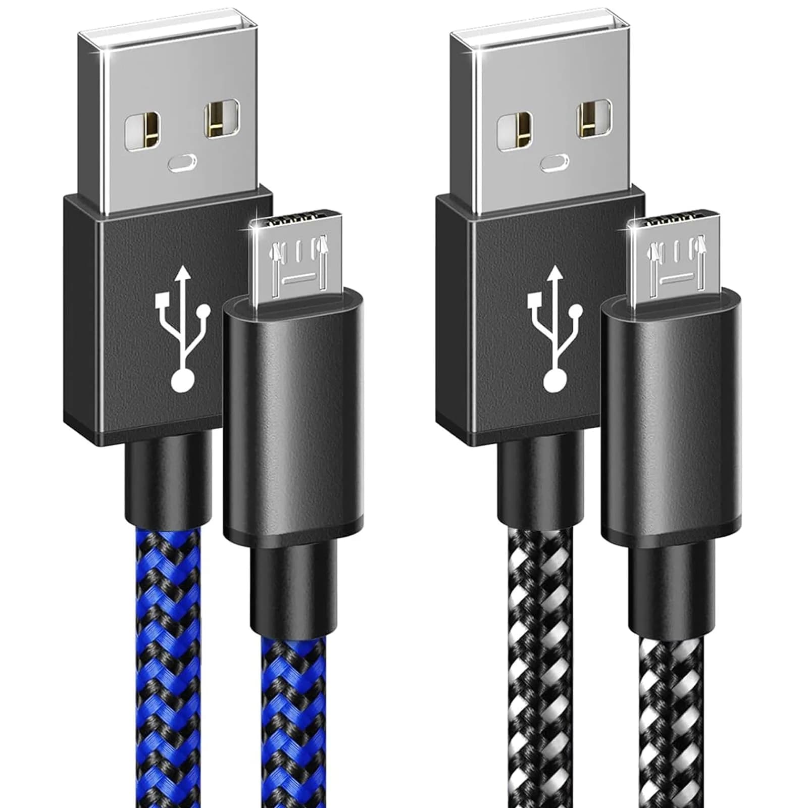 6amLifestyle 2 Pack 10ft (3m) Micro USB Charging Cables | Braided Nylon for PS4 Controllers