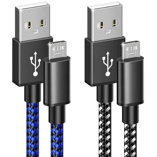 6amLifestyle 2 Pack 10ft (3m) Micro USB Charging Cables | Braided Nylon for PS4 Controllers thumbnail 1