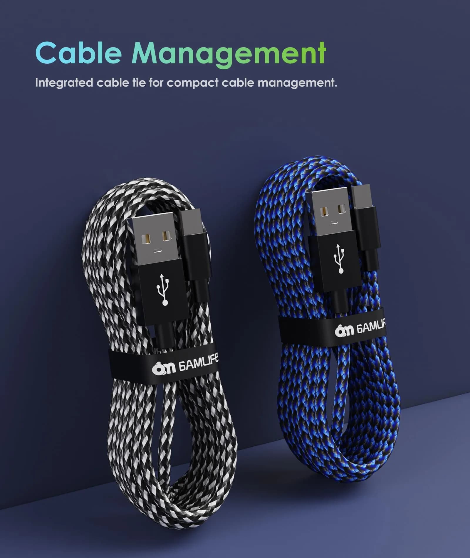 6amLifestyle 2 Pack 10ft (3m) Micro USB Charging Cables | Braided Nylon for PS4 Controllers - view 4
