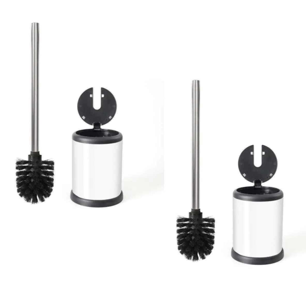 ToiletTree Products Toilet Brush with Lid (White 2 Pack) | Hands-Free Lid Operation, Compact & Stylish Bathroom Accessory
