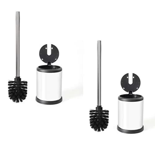 ToiletTree Products Toilet Brush with Lid (White 2 Pack) | Hands-Free Lid Operation, Compact & Stylish Bathroom Accessory thumbnail 1