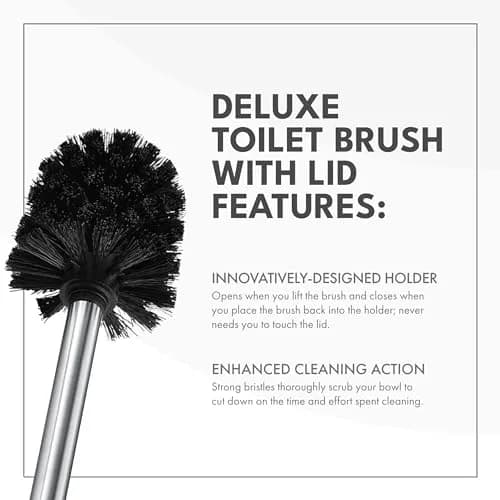 ToiletTree Products Toilet Brush with Lid (White 2 Pack) | Hands-Free Lid Operation, Compact & Stylish Bathroom Accessory thumbnail 4