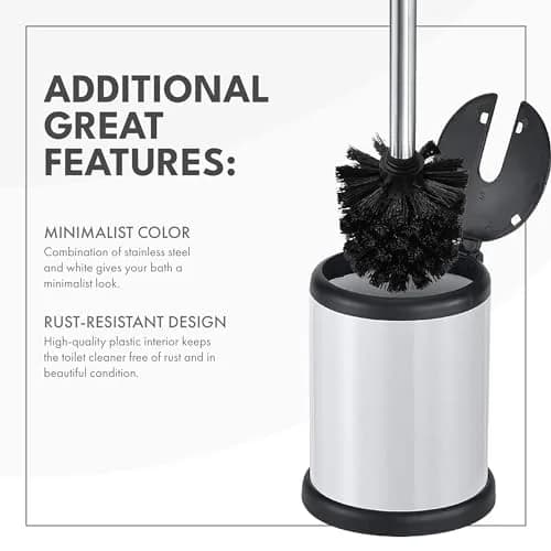 ToiletTree Products Toilet Brush with Lid (White 2 Pack) | Hands-Free Lid Operation, Compact & Stylish Bathroom Accessory thumbnail 5