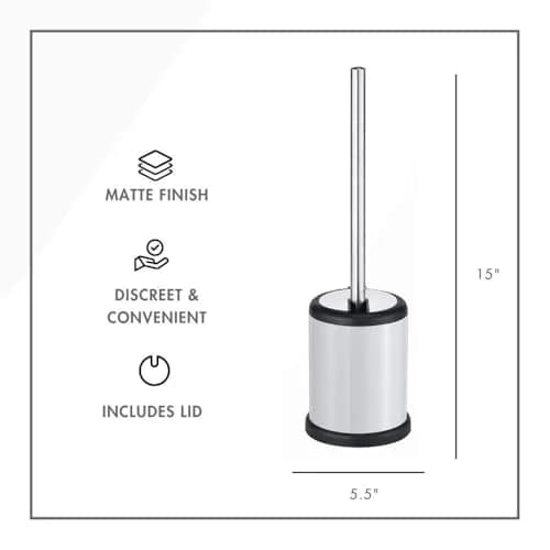 ToiletTree Products Toilet Brush with Lid (White 2 Pack) | Hands-Free Lid Operation, Compact & Stylish Bathroom Accessory thumbnail 6