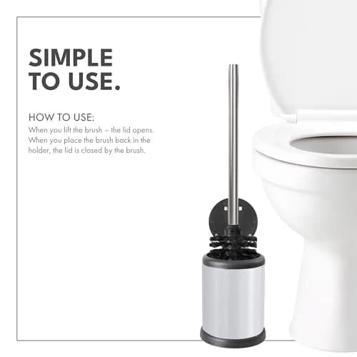 ToiletTree Products Toilet Brush with Lid (White 2 Pack) | Hands-Free Lid Operation, Compact & Stylish Bathroom Accessory thumbnail 7