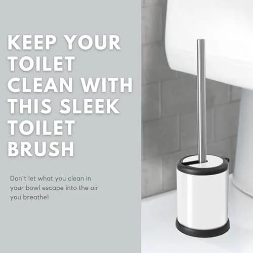 ToiletTree Products Toilet Brush with Lid (White 2 Pack) | Hands-Free Lid Operation, Compact & Stylish Bathroom Accessory thumbnail 3