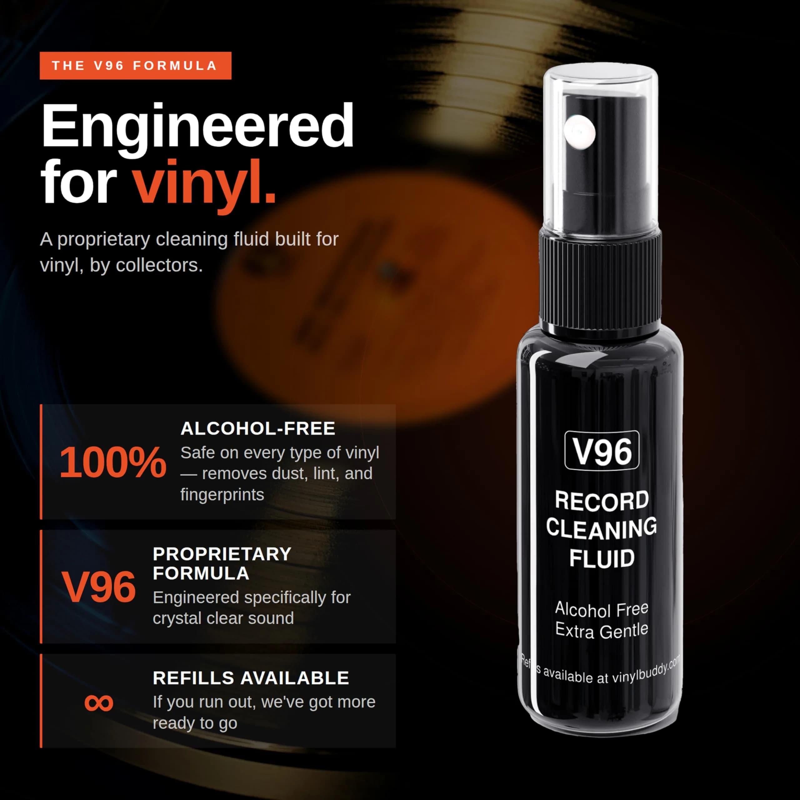 Vinyl Buddy 5-in-1 Vinyl Record Cleaning Kit | 100ml Alcohol-Free Solution & Hardwood Brushes | Clean, Protect & Restore LPs - view 7
