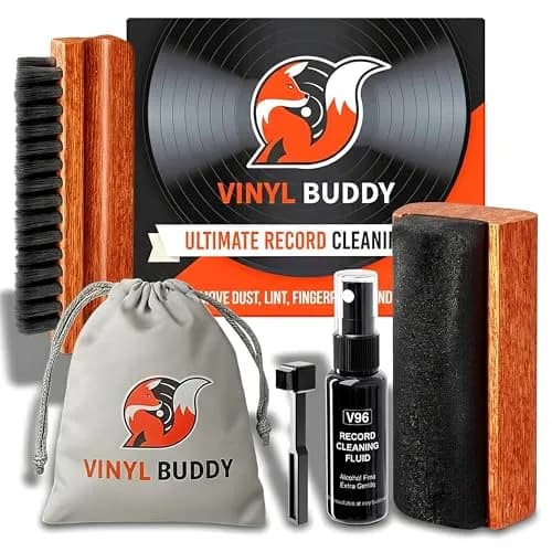 Vinyl Buddy 5-in-1 Vinyl Record Cleaning Kit | 100ml Alcohol-Free Solution & Hardwood Brushes | Clean, Protect & Restore LPs thumbnail 1