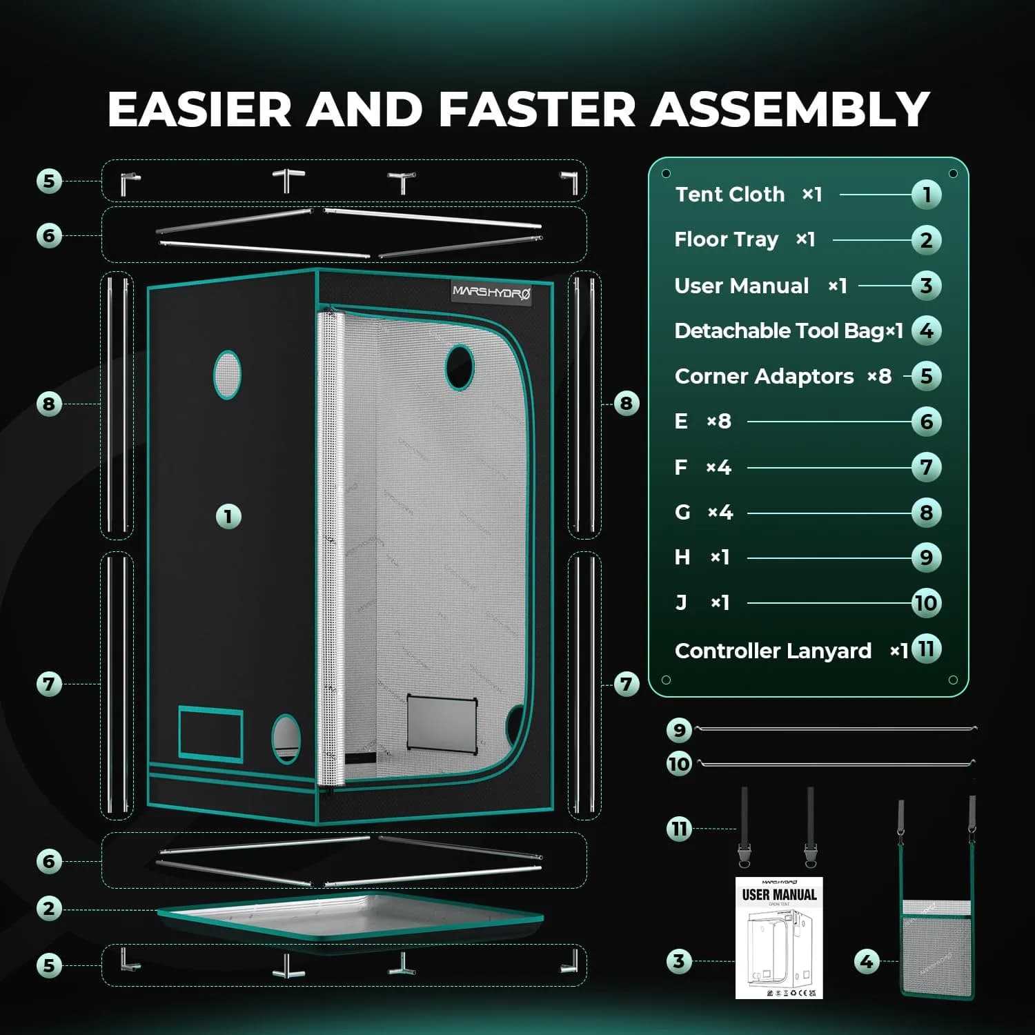 MARS HYDRO 39"x39"x71" Advanced Grow Tent | 10.56 sq ft Indoor Plant Growing Enclosure - view 8