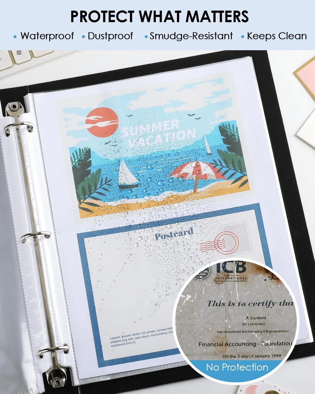 KTRIO Sheet Protectors 8.5 x 11 in (21.59 x 27.94 cm), 50 Pack | Clear Polypropylene for 3 Ring Binders - view 3