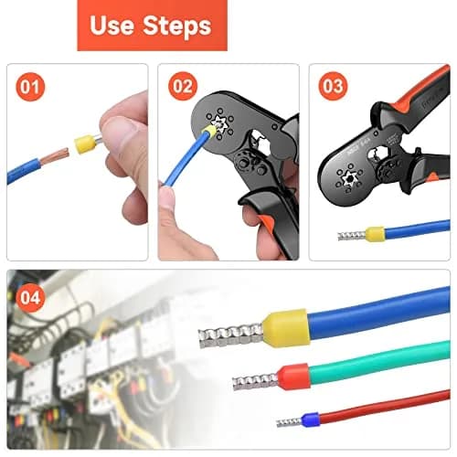 Preciva Ferrule Crimping Tool Self-Adjust Ratchet Wire Terminal Crimper for AWG23-10 | Hexagonal Serrated Profile thumbnail 5