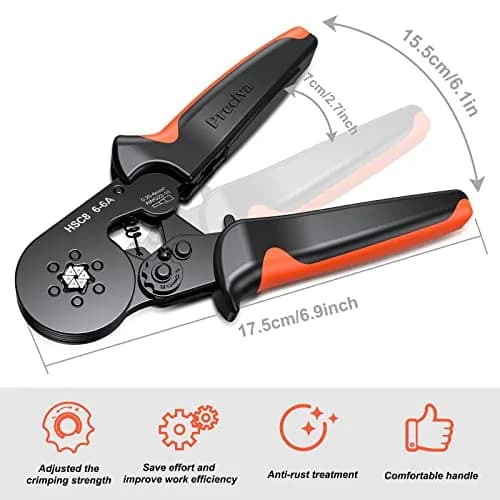 Preciva Ferrule Crimping Tool Self-Adjust Ratchet Wire Terminal Crimper for AWG23-10 | Hexagonal Serrated Profile thumbnail 6
