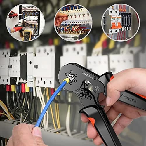 Preciva Ferrule Crimping Tool Self-Adjust Ratchet Wire Terminal Crimper for AWG23-10 | Hexagonal Serrated Profile thumbnail 7