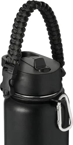 IRON °FLASK Paracord Handle for Wide Mouth Water Bottles - Midnight Black | Fits 10-64 Oz Bottles thumbnail 1