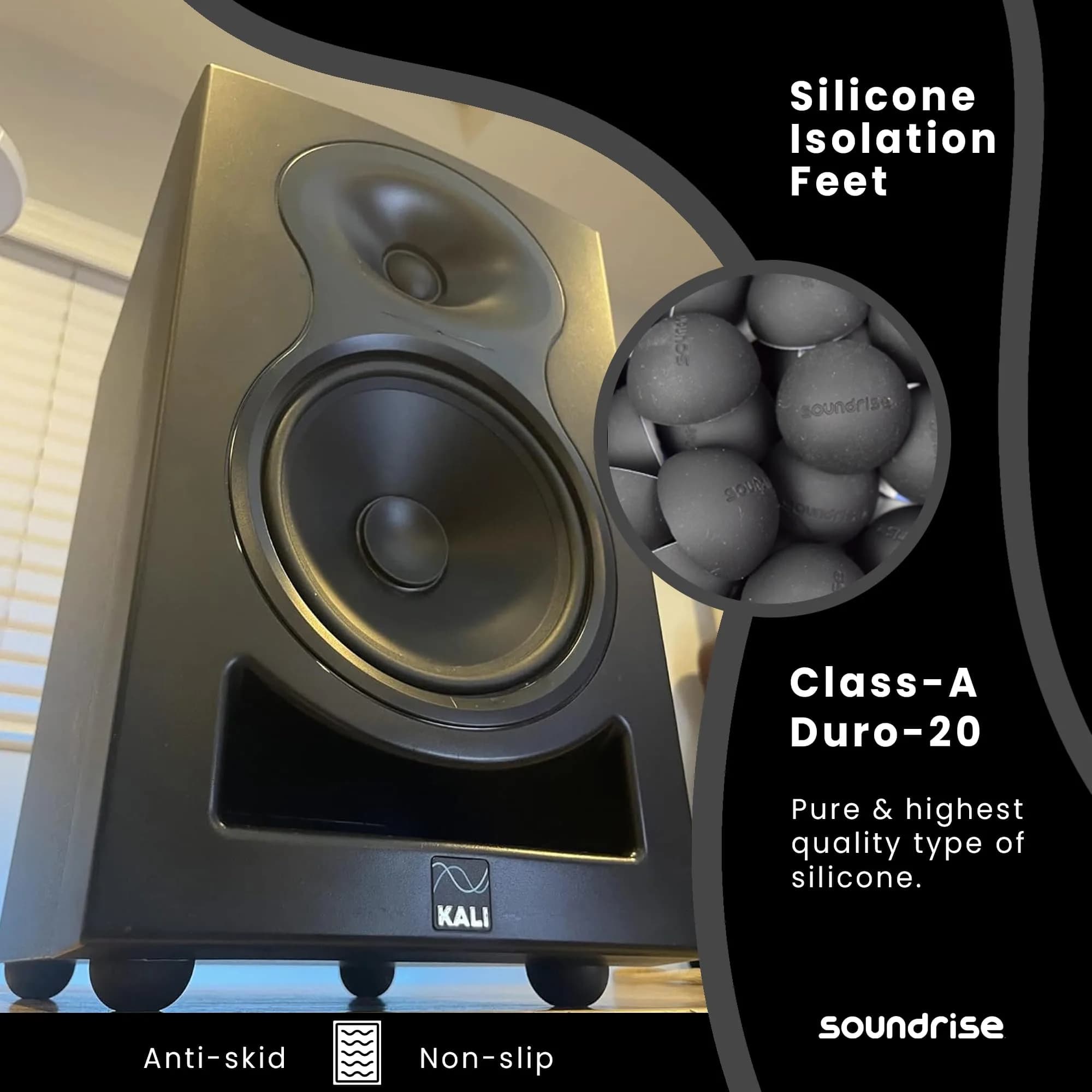 Soundrise DOMES Isolation Pads 1.25 inch (3.175 cm) Black | Reduce Vibration for Clearer Audio - view 3