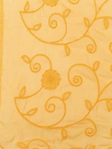 DUPATTA BAZAAR Embroidered Yellow Chiffon Dupatta 240cm (94in) x 84cm (33in) thumbnail 5