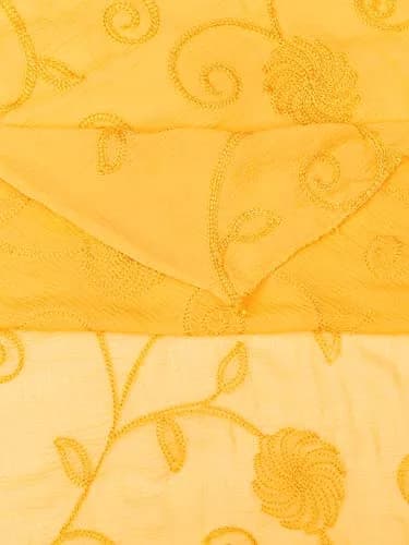 DUPATTA BAZAAR Embroidered Yellow Chiffon Dupatta 240cm (94in) x 84cm (33in) thumbnail 6