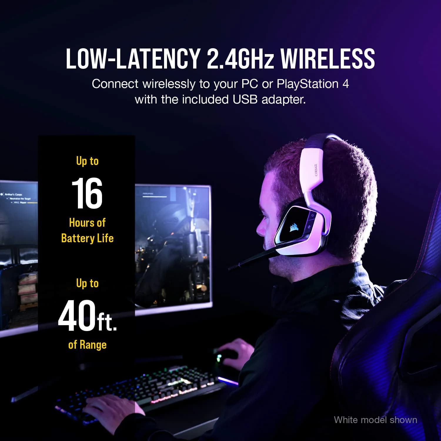 Corsair Void RGB Elite Wireless Gaming Headset – 7.1 Surround Sound – Omni-Directional Microphone – Microfiber Mesh Earpads – Up to 40ft Range – iCUE Compatible – PC, Mac, PS5, PS4 – Carbon thumbnail 5