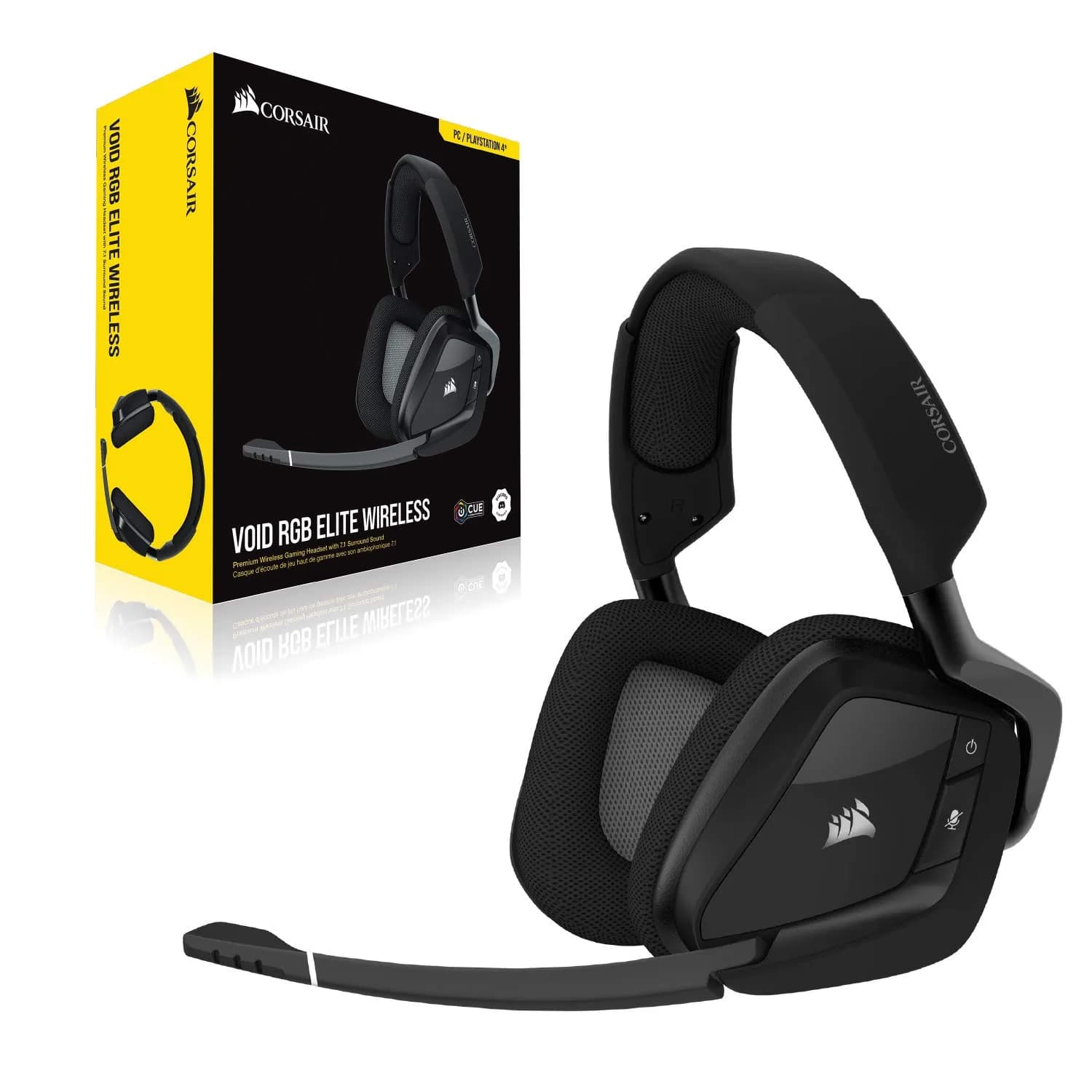 Corsair Void RGB Elite Wireless Gaming Headset – 7.1 Surround Sound – Omni-Directional Microphone – Microfiber Mesh Earpads – Up to 40ft Range – iCUE Compatible – PC, Mac, PS5, PS4 – Carbon thumbnail 8