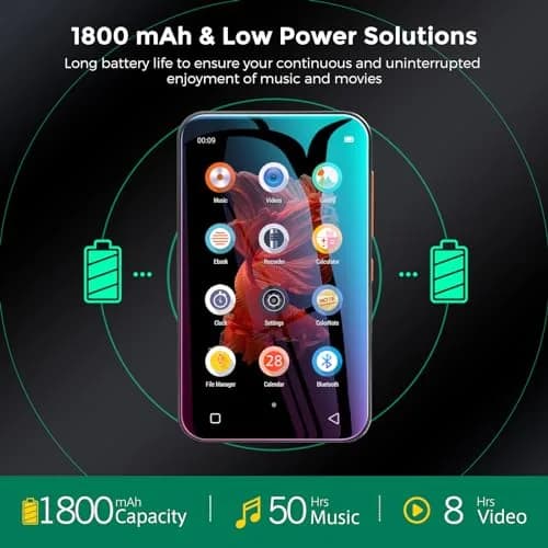 TIMMKOO 72GB MP3 Player with Bluetooth 4.0" Touchscreen | HiFi Sound & Voice Recorder (Black) thumbnail 5